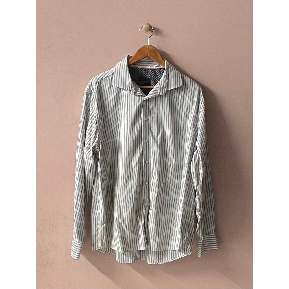 Egara Men's Striped Button-Front Long Sleeve Shirt Size XL